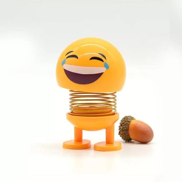 Borzecki Emoji Smile Funny Shaking Head Doll Toy Plastic Cartoon Funny Spring Model Ornaments car interior decoration