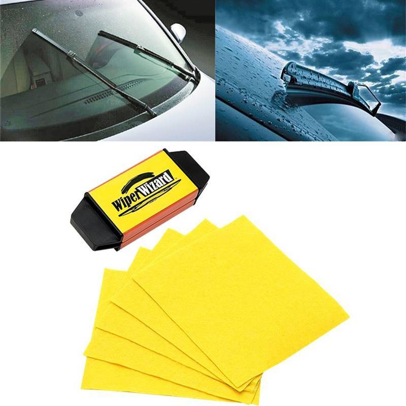 Car Wiper Wizard Blade Restorer 12.5X4.8cm with 5pcs Wizard Wipes Wiper Cleaning Brush Van Windscreen Cleaner Car-Styling