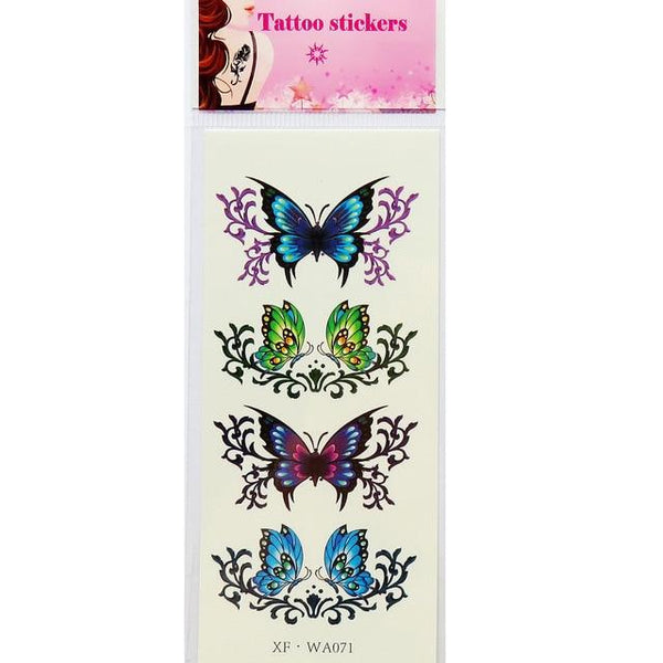 Waterproof Temporary Tattoos 3D Butterfly Flower Fake Tattoos Sticker