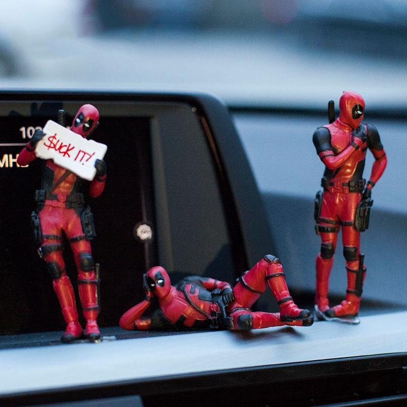 Marvel X-Men Deadpool Personality Car Ornament Action Figure Sitting Model Anime Mini Doll Car Decoration Car Accessories