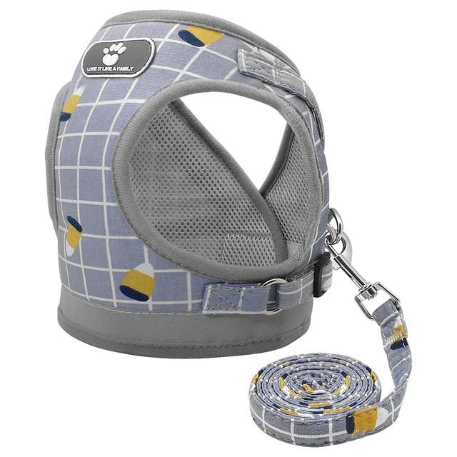 Mesh Puppy Pet Harness Small Dogs Cat Harness and Leash Reflective Adjustable Nylon Vest for Chihuahua Pug French Bulldog