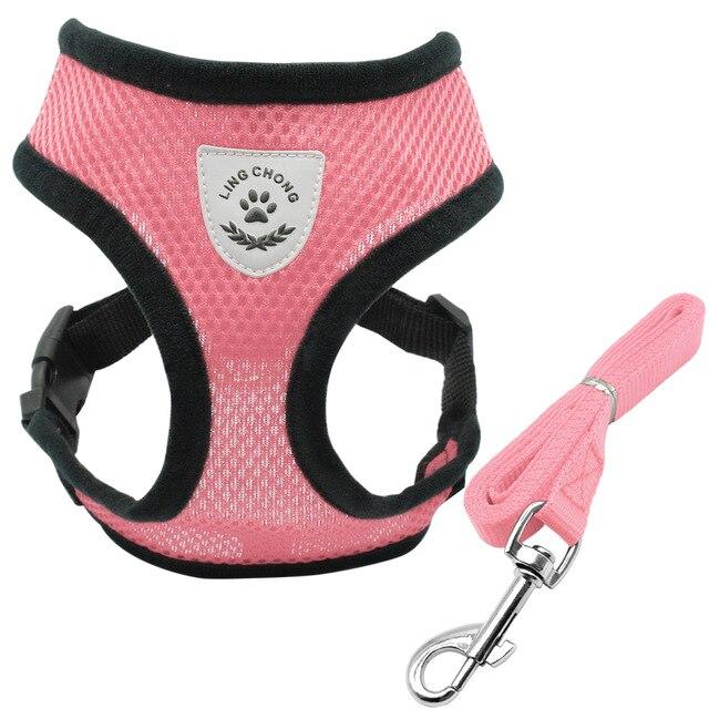 Mesh Puppy Pet Harness Small Dogs Cat Harness and Leash Reflective Adjustable Nylon Vest for Chihuahua Pug French Bulldog