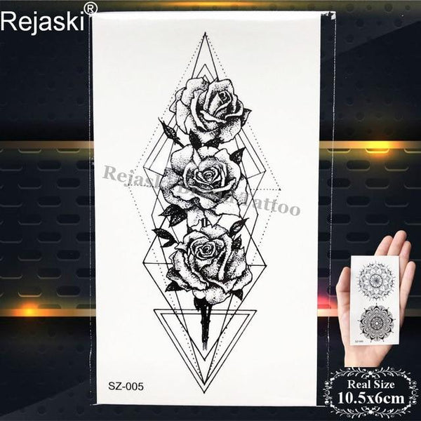Rejaski Women Flirtatious Tattoo Stickres Body Art Painting Girl Fashion Temporary Tattoo Geometric Rose Dreamcatcher Fake Tatoo
