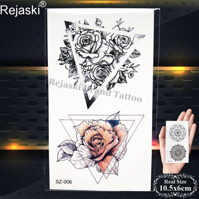 Rejaski Women Flirtatious Tattoo Stickres Body Art Painting Girl Fashion Temporary Tattoo Geometric Rose Dreamcatcher Fake Tatoo