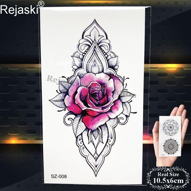 Rejaski Women Flirtatious Tattoo Stickres Body Art Painting Girl Fashion Temporary Tattoo Geometric Rose Dreamcatcher Fake Tatoo