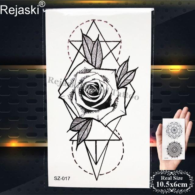 Rejaski Women Flirtatious Tattoo Stickres Body Art Painting Girl Fashion Temporary Tattoo Geometric Rose Dreamcatcher Fake Tatoo