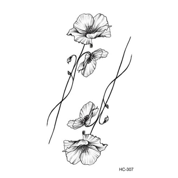 Hot 1PC Popular Ballet Black White Flowers Tattoos Sticker Temporary Drawing Body Art Fake Water Transfer