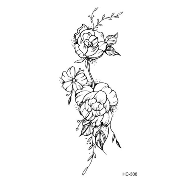 Hot 1PC Popular Ballet Black White Flowers Tattoos Sticker Temporary Drawing Body Art Fake Water Transfer