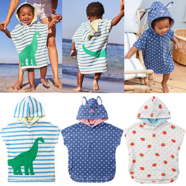 Newest Arrivals Baby Hooded Bath Towel Unisex Soft Poncho Swim Pool Beach Wear Kids Bathrobe Cartoon Towel Fashion
