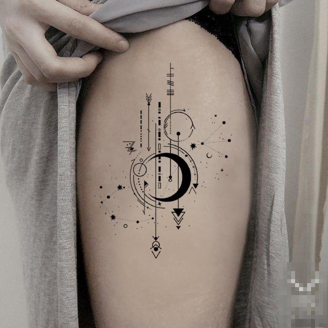 Waterproof Temporary Fake Tattoo Stickers Classic Planet Arrow Geometric Large Design Body Art Make Up Tools