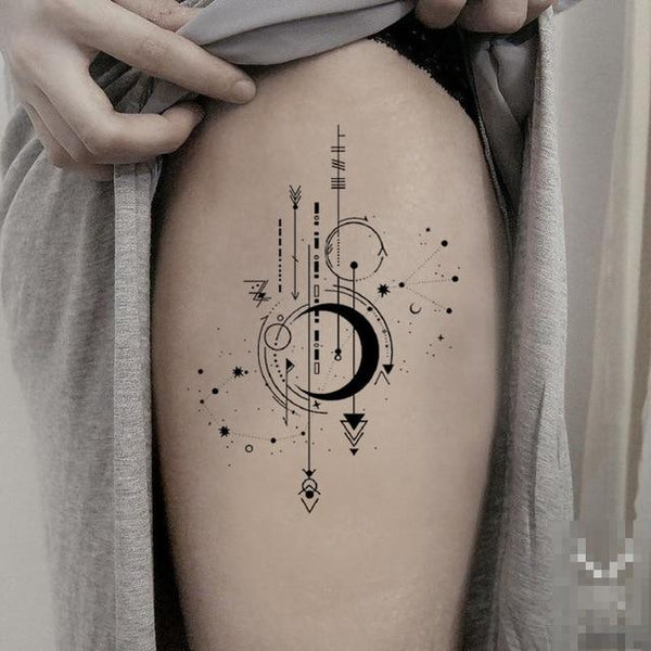 Waterproof Temporary Fake Tattoo Stickers Classic Planet Arrow Geometric Large Design Body Art Make Up Tools