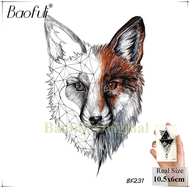 Sexy Fox Flowers Feather Women Temporary Tattoo Black Geometric Waterproof Fake Tatoos Body Art Arms Legs DIY Tattoo Stickers