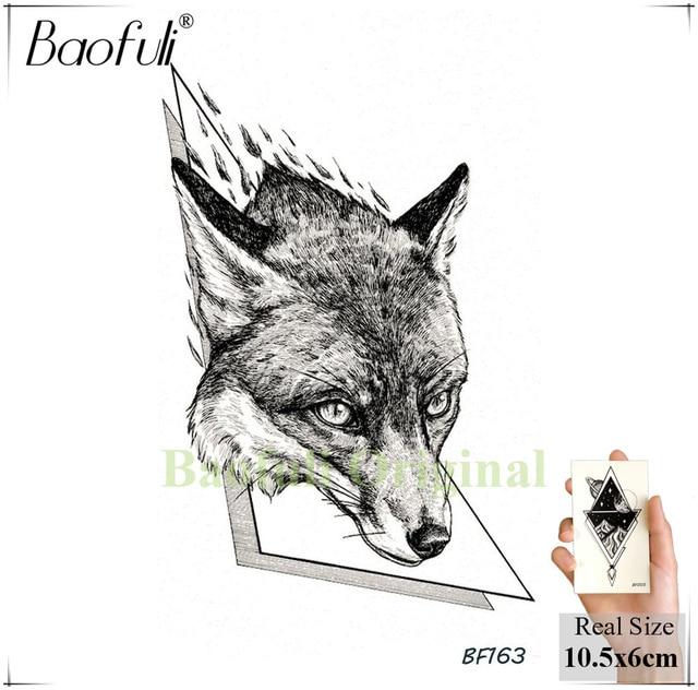 Sexy Fox Flowers Feather Women Temporary Tattoo Black Geometric Waterproof Fake Tatoos Body Art Arms Legs DIY Tattoo Stickers