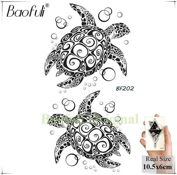 Sexy Fox Flowers Feather Women Temporary Tattoo Black Geometric Waterproof Fake Tatoos Body Art Arms Legs DIY Tattoo Stickers