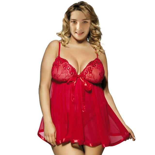 Plus Size 5xl 6xl Women Deep Mesh See Through Sexy Lace Erotic Lingerie Suit Nightdress Underwear Sexy Christmas Clothes Female