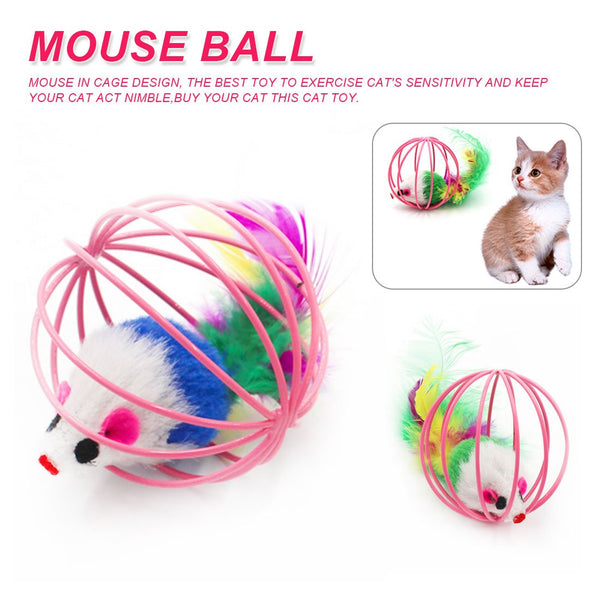 Pet Animals Cute Plush Toy Cat Toys Lovely Ball Mouse Toys for Cats Feather Funny Playing Mice Mouse Toys Home & Kitchen