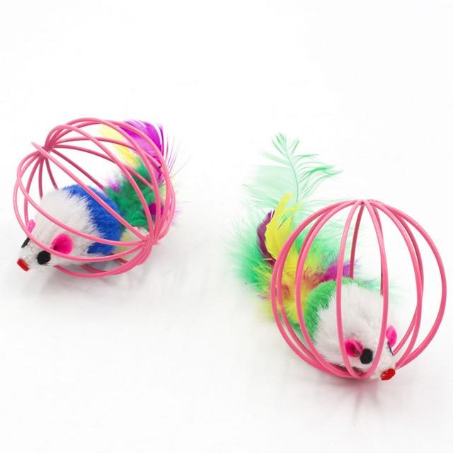 Pet Animals Cute Plush Toy Cat Toys Lovely Ball Mouse Toys for Cats Feather Funny Playing Mice Mouse Toys Home & Kitchen