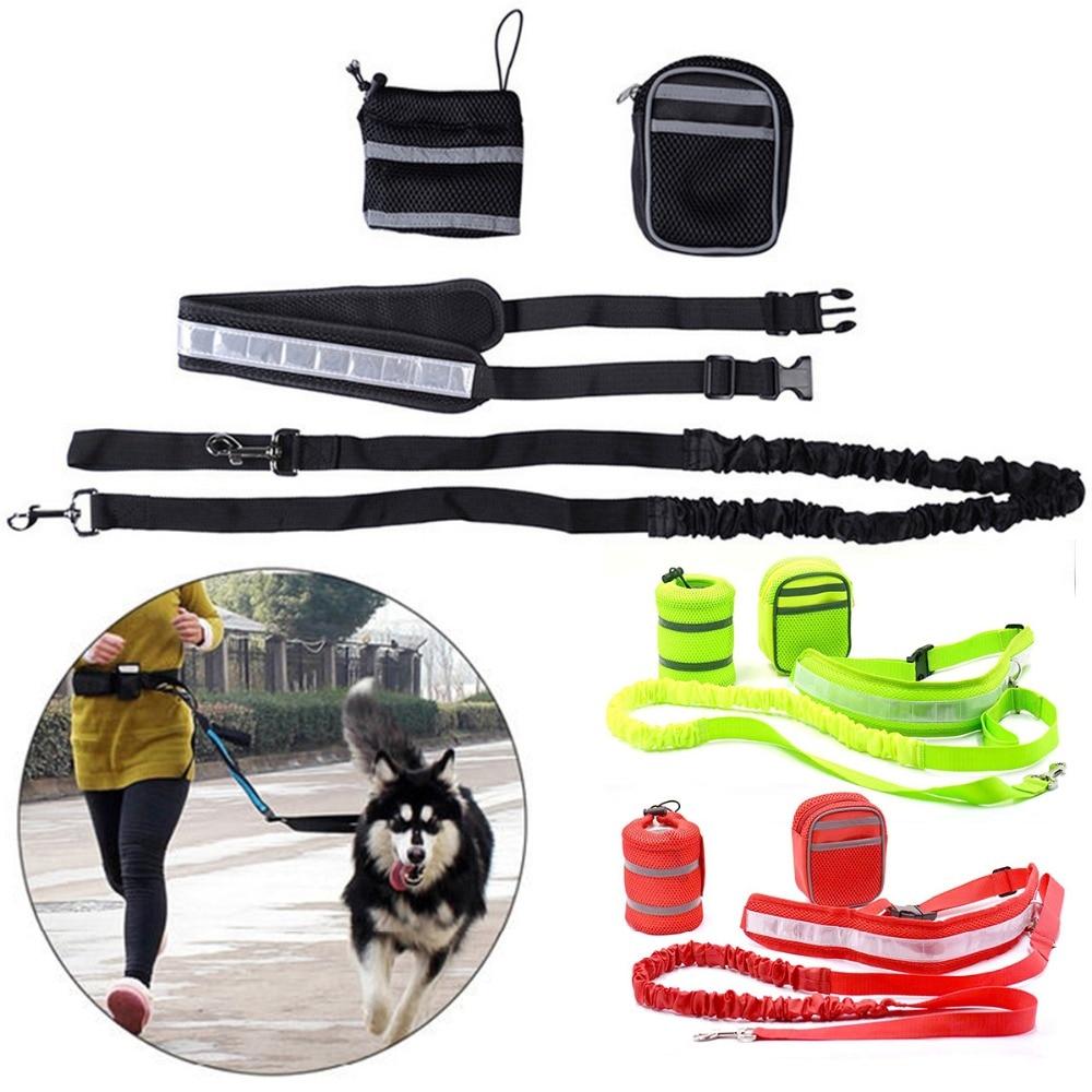 Pet Sports Kit Cat Dog Hands Free Nylon Elastic Dog Leash Lead Strap Rope Waist Belt For Walking Running Accesories Kits