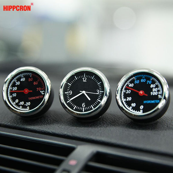 Hippcron Car Digital Thermometer/Clock/Hygrometer Pointer Air Conditioning Outlet Clip Ornament Auto Watch Quartz Clock