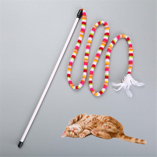 Kitten cat toy Chaser Stick Rainbow Streamer Interactive Play Fun Toys jouet chat Small pet supplies gato pet supplies