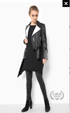 Womens Fashion Leather Jacket Black White Contrast