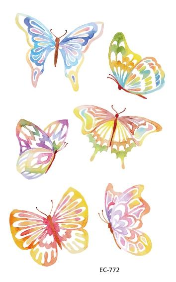 EC771-783 Pink Style Tattoo Sticker Cartoon Children Cute Butterfly Colorful Bees Temporary Tattoo Sticker Body Art Flash Taty