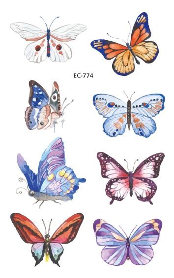 EC771-783 Pink Style Tattoo Sticker Cartoon Children Cute Butterfly Colorful Bees Temporary Tattoo Sticker Body Art Flash Taty