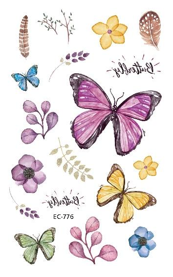 EC771-783 Pink Style Tattoo Sticker Cartoon Children Cute Butterfly Colorful Bees Temporary Tattoo Sticker Body Art Flash Taty