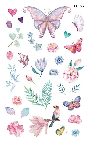 EC771-783 Pink Style Tattoo Sticker Cartoon Children Cute Butterfly Colorful Bees Temporary Tattoo Sticker Body Art Flash Taty
