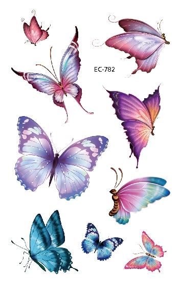 EC771-783 Pink Style Tattoo Sticker Cartoon Children Cute Butterfly Colorful Bees Temporary Tattoo Sticker Body Art Flash Taty