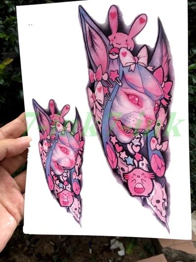 Temporary Tattoo Sticker large size body art flower Moonlight Cat God  water Transfer Fake Tattoo Flash tatto for women men
