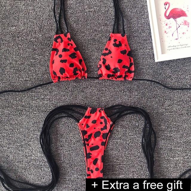 Sexy Solid Ribbed Swimsuit Women BIKINI Set 2018 New Shoulder Lace-up Bathing Suit Tankini Push Up Swimwear Maillot De Bain Girl