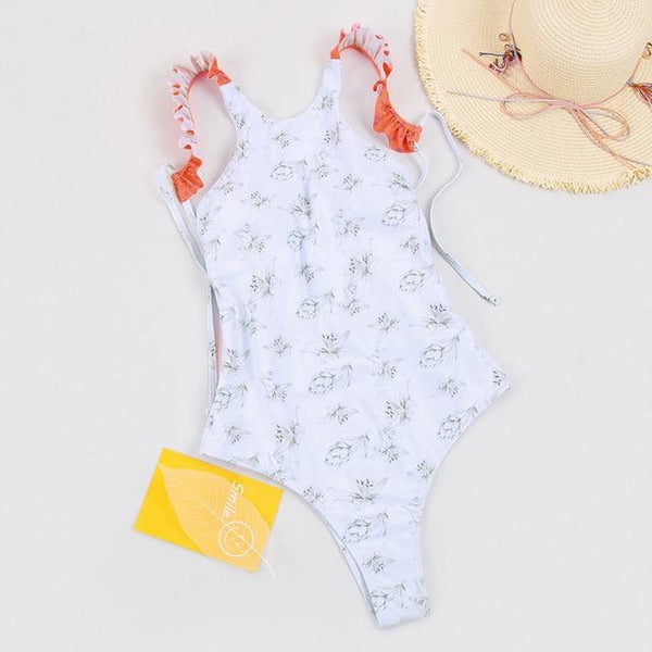 2019 Floral Print Swimsuit Women'S Beach Fashion Pink Swimwear Women Suit Bath High Quality One Piece Swimsuit Female Monokini