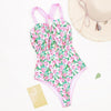 2019 Floral Print Swimsuit Women'S Beach Fashion Pink Swimwear Women Suit Bath High Quality One Piece Swimsuit Female Monokini