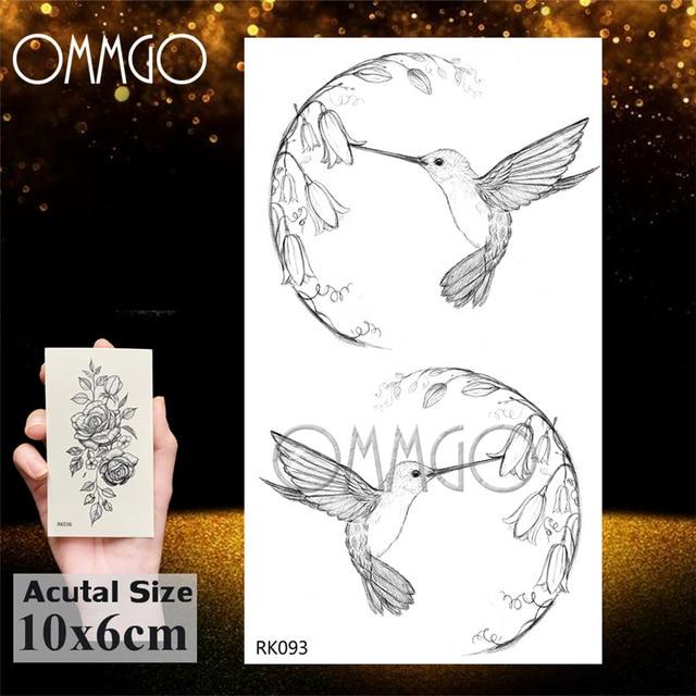 OMMGO Black Henna Arm Tattoo Mandala Flower Temporary Tattoos For Women Female Girls Sticker Fake Tattoo Mehndi Custom Tatoos
