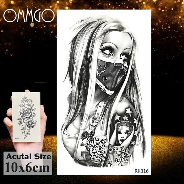 OMMGO Black Henna Arm Tattoo Mandala Flower Temporary Tattoos For Women Female Girls Sticker Fake Tattoo Mehndi Custom Tatoos