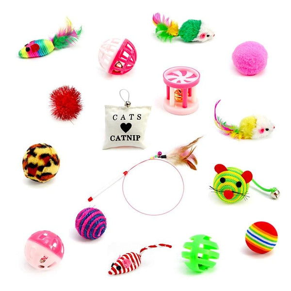 16PCS/Set Toys Variety Pack Cats Funny Mouse Catnip Sisal Balls Gift Value Feather Sets For Small Cat Pet Supplies Toy Set