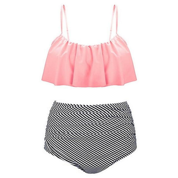 MoneRffi 2019 Swimsuit Women Beach Wear Retro Boho Flounce Swimwear Sexy High  Bikini Set Push Up Bathing Suit Plus Size