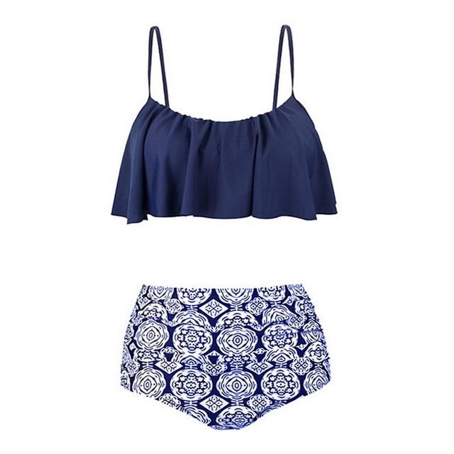 MoneRffi 2019 Swimsuit Women Beach Wear Retro Boho Flounce Swimwear Sexy High  Bikini Set Push Up Bathing Suit Plus Size