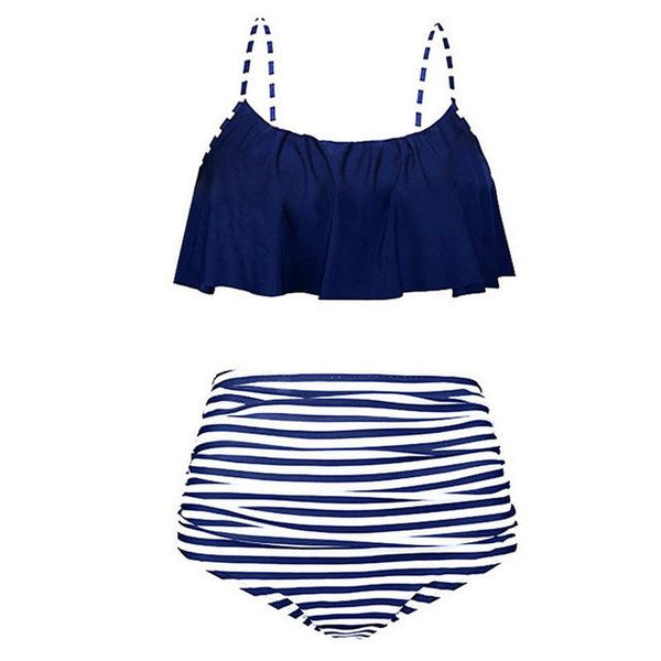 MoneRffi 2019 Swimsuit Women Beach Wear Retro Boho Flounce Swimwear Sexy High  Bikini Set Push Up Bathing Suit Plus Size