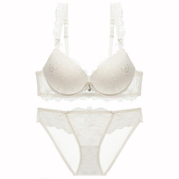 New Europe Girl Sexy Lace Bra Set Gather Adjustable Underwear Sets For Women A B C Cup
