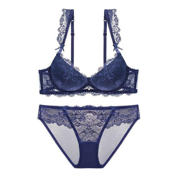 New Europe Girl Sexy Lace Bra Set Gather Adjustable Underwear Sets For Women A B C Cup