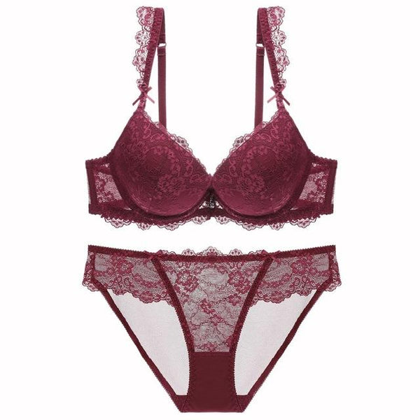 New Europe Girl Sexy Lace Bra Set Gather Adjustable Underwear Sets For Women A B C Cup