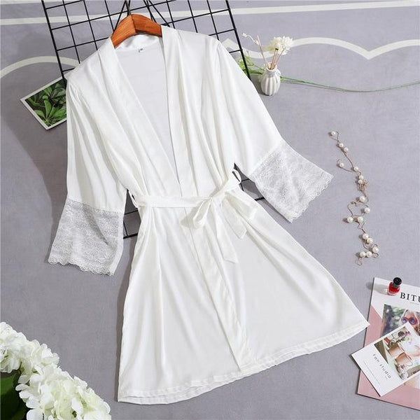 Lace Sleeve Sexy Women Nightwear Peignoir Mariage Wedding Kimono Chiffon Silk Female Bathrobes Bridemaid Robes Personalized Name