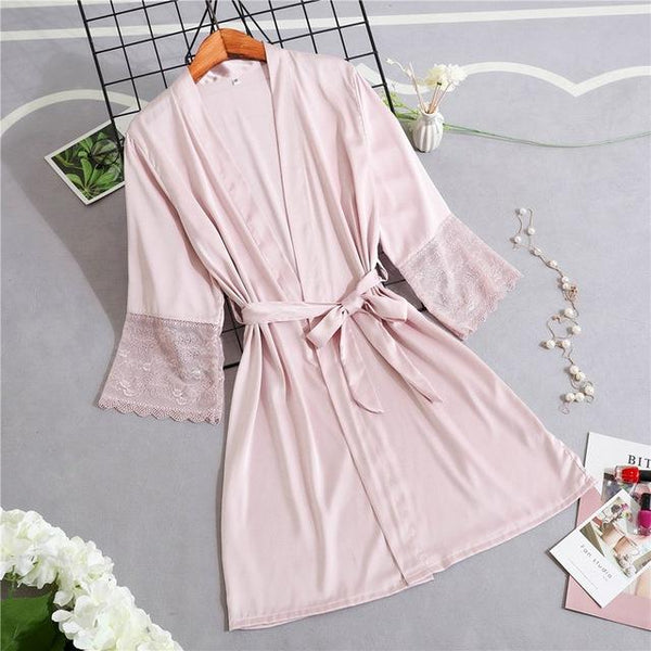 Lace Sleeve Sexy Women Nightwear Peignoir Mariage Wedding Kimono Chiffon Silk Female Bathrobes Bridemaid Robes Personalized Name