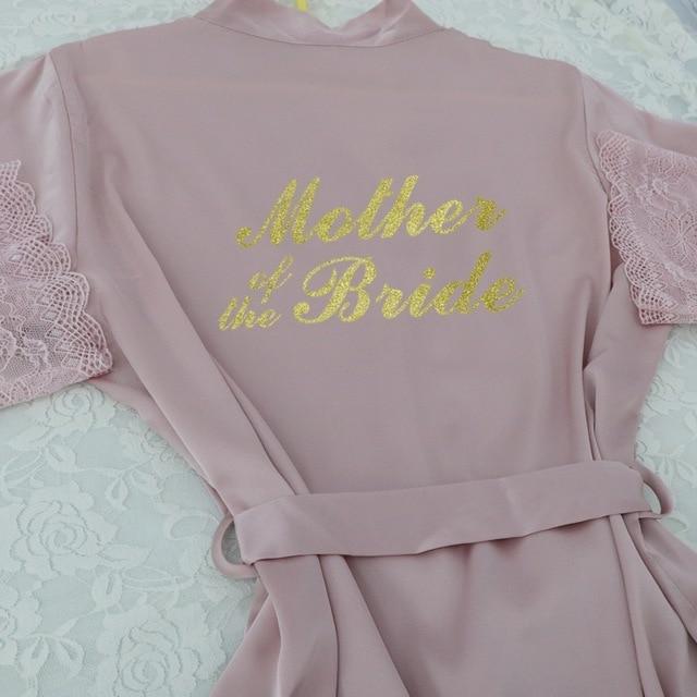 Lace Sleeve Sexy Women Nightwear Peignoir Mariage Wedding Kimono Chiffon Silk Female Bathrobes Bridemaid Robes Personalized Name