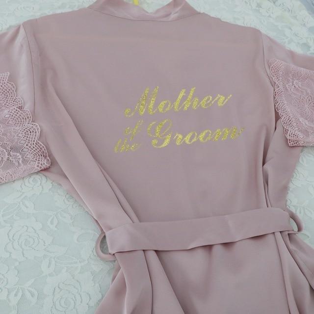 Lace Sleeve Sexy Women Nightwear Peignoir Mariage Wedding Kimono Chiffon Silk Female Bathrobes Bridemaid Robes Personalized Name