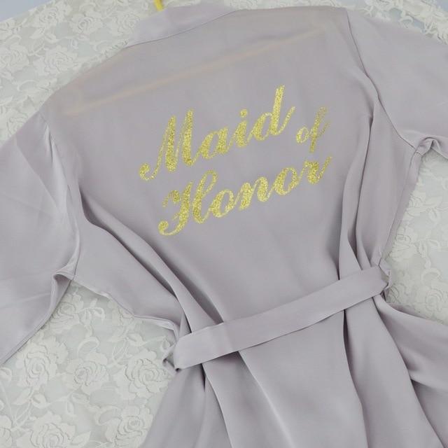 Lace Sleeve Sexy Women Nightwear Peignoir Mariage Wedding Kimono Chiffon Silk Female Bathrobes Bridemaid Robes Personalized Name