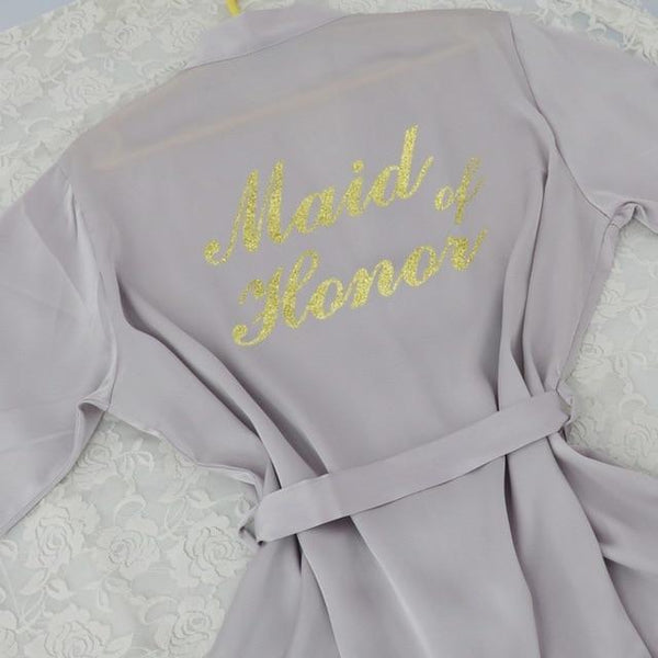 Lace Sleeve Sexy Women Nightwear Peignoir Mariage Wedding Kimono Chiffon Silk Female Bathrobes Bridemaid Robes Personalized Name