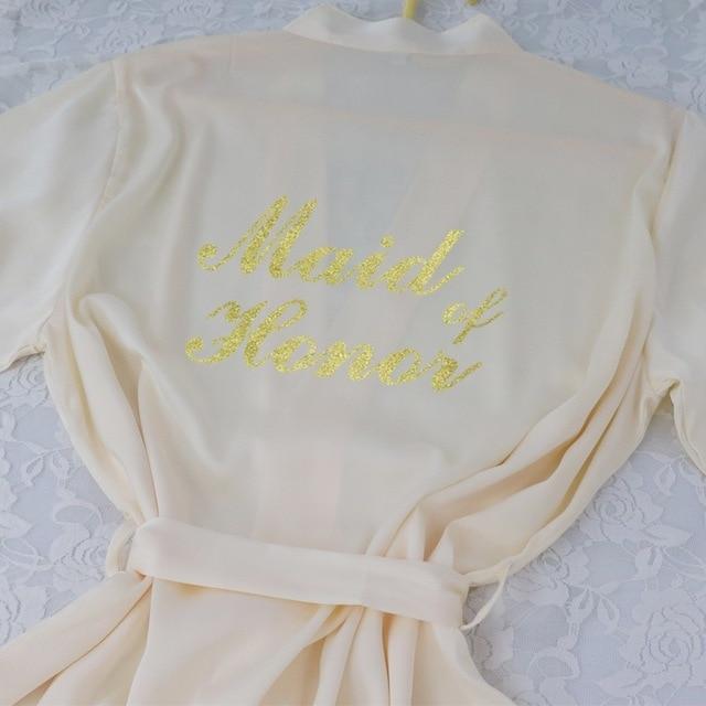 Lace Sleeve Sexy Women Nightwear Peignoir Mariage Wedding Kimono Chiffon Silk Female Bathrobes Bridemaid Robes Personalized Name